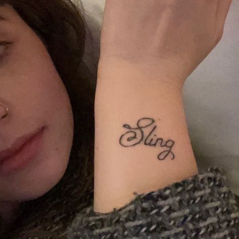 Clairo Sling Tattoo, Sling Tattoo, Clairo Tattoos, Print Tattoos, Paw Print Tattoo, Paw Print, Tatting, Tattoos