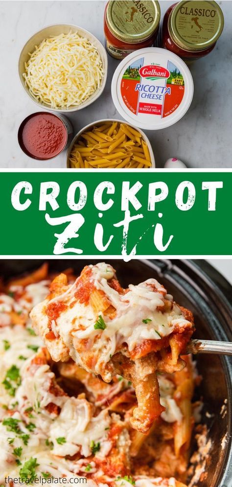 crockpot ziti Baked Ziti Crockpot, Crockpot Ziti, Crock Pot Ziti, Red Pasta Sauce, Slow Cooker Baked Ziti, Baked Ziti With Ricotta, Easy Crockpot Soup, Gluten Free Crock Pot Recipes, Italian Casserole