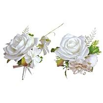 White Corsage And Boutonniere, White Wrist Corsage, White Corsage, Corsage And Boutonniere Set, Accessories For Wedding, Groomsmen Boutonniere, Corsage And Boutonniere, Artificial Greenery, Wedding Groomsmen