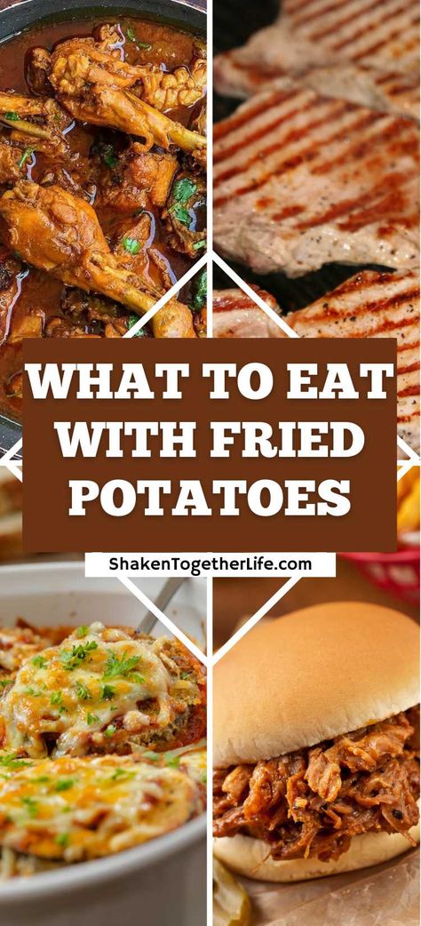 Wondering what to eat with fried potatoes? These 15 dishes are the perfect pairing for this versatile side dish. Dinner Ideas With Fries As A Side, Dinner Ideas With Fried Potatoes, Meals With Fried Potatoes, What Goes With Fried Potatoes, Fried Potatoes Dinner Ideas, What Goes With Potatoes, Dinner With Fries On The Side, What To Serve With Potatoes, Meals With French Fries