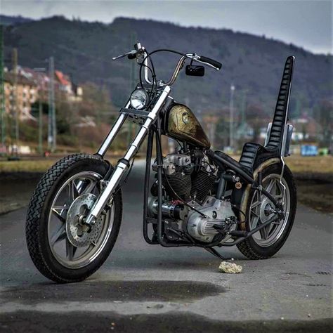 Sportster Chopper, Custom Motorcycles Bobber, Old School Chopper, Harley Davidson Chopper, Motorcycle Garage, Rat Bike, Custom Choppers, Chopper Motorcycle, Born Free