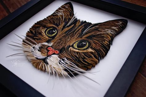 Quilled Tabby Cat Portrait - Winnie Quilling Cat, Cat Paper, Quilling Animals, Maine Artist, Quilled Paper Art, Quilled Creations, Cat Portrait, Paper Flowers Diy, Enjoy Nature