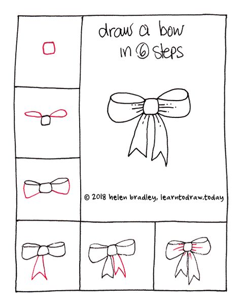 How To Draw A Bow Step By Step, Drawing Ideas Easy Doodles Step By Step, How To Draw A Ribbon, How To Draw Bows, How To Draw A Bow, Drawing Sketches Easy, Bow Step By Step, Draw A Bow, Trin For Trin Tegning