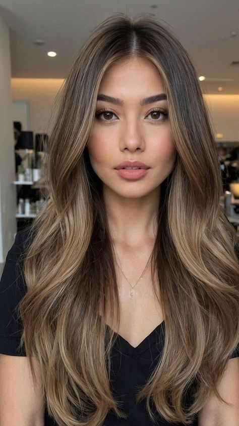 Taylor Paul Hair, Hair For Morena, Natural Waves Haircut, Layers On Medium Length Hair, Asian Brunette Hair, Hair Color Ideas For Brown Hair, Hair Color Trends 2024, Medium Length Balayage, Haircut Medium Hair