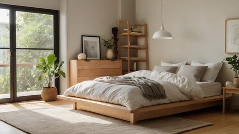 Muji Minimalism at Home ☁️ This calming bedroom features a light wood platform bed, crisp white bedding, and a woven basket for effortless storage. Sunlight streams through a large window, creating a serene haven in your apartment. Shop Muji or recreate the look for ultimate relaxation! #mujiinspired #japandi #minimalistbedroom #apartmenttherapy #lightandairy #platformbed #naturaltextures #wovenbasket #storagegoals #sunlighttherapy #serenevibes #calmingdecor #homestyle #mydomaine #interiori... Muji Home Bedroom, Japandi Bed, Muji Bedroom, Muji Home, Calming Bedroom, Large Window, Wood Platform Bed, Woven Basket, White Bedding