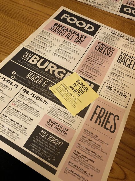 Industrial Menu Design, Newspaper Menu Design, Creative Restaurant Menu Design Ideas, Pub Menu Design, Pizza Menu Design, Thai Food Menu, Menu Design Layout, Street Food Design, Menu Sans Gluten