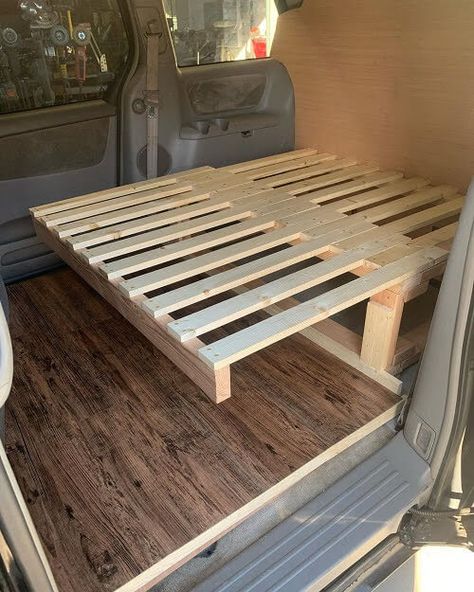 10 Best Minivan Camper Conversions For Hitting The Road Mini Van Camper, Van Camper Conversion, Minivan Conversion, Minivan Camper, Minivan Camper Conversion, Old Bed Frames, Minivan Camping, Handmade Cabinets, Convertible Bed