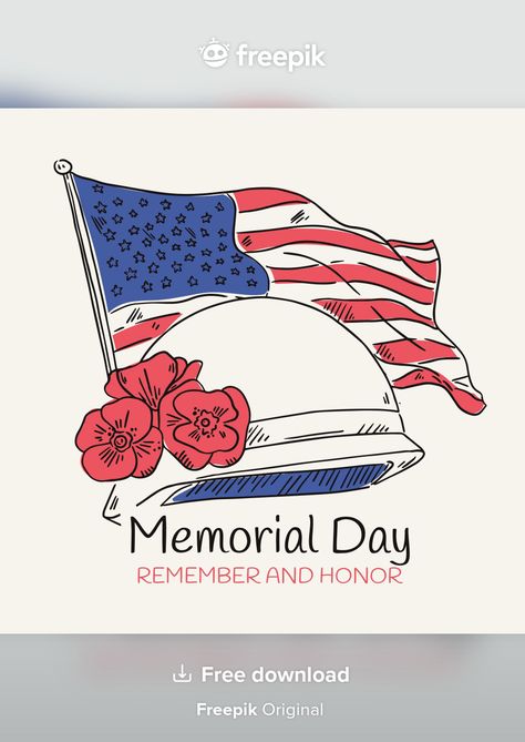 Hand drawn usa memorial day illustration Free Vector Memorial Day Whiteboard Ideas, Memorial Day Drawings Easy, Memorial Day Doodles, Memorial Day Graphic Design, Memorial Day Drawings, Memorial Day Graphic, Pink Marble Wallpaper, Samurai Wallpaper, Best Drawing Ideas