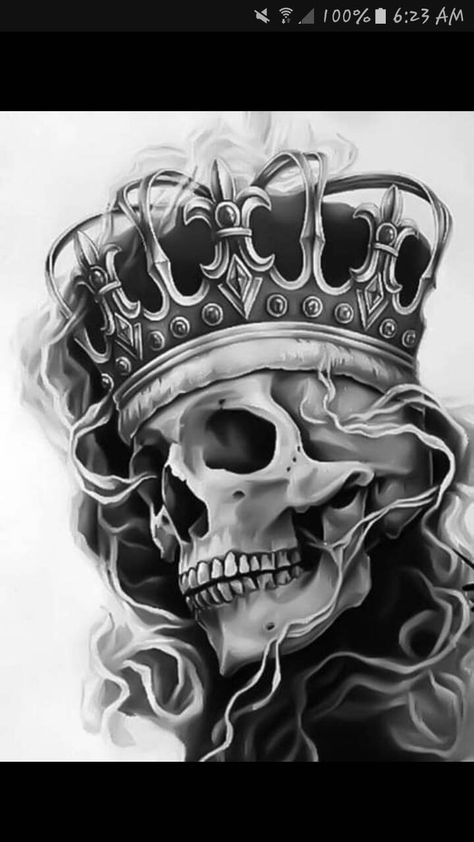 Skull With Crown Tattoo, Tattoo Fairy, Skull With Crown, Crow Tattoo Design, Crown Tattoo Design, Skull Sleeve, King Tattoos, Crow Tattoo, Skulls Drawing