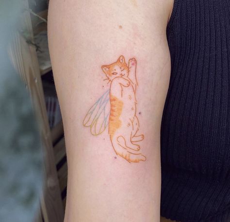 Pixie Tattoo, Cat Tattoo Ideas, Magic Runes, Funky Tattoos, White Ink Tattoo, Cat Tat, Cute Little Tattoos, Cute Tiny Tattoos, Orange Cats