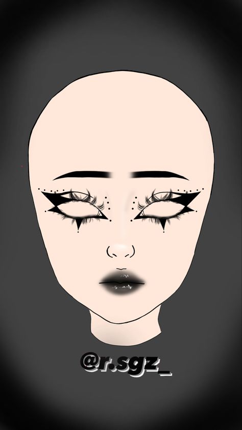 Alt Makeup Face Chart, Emo Makeup Ideas Goth, Eyeliner Drawings On Face, Goth Mommy Makeup, Goth Makeup Face Chart, Emo Graphic Liner, Black And White Goth Makeup, Gothic Makeup Ideas Eyeliner, Face Drawing Makeup