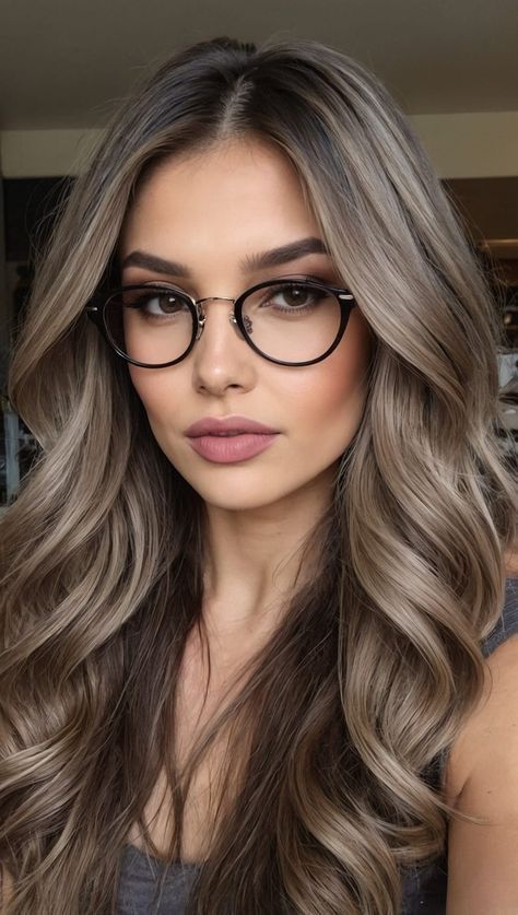 Gray Hair Balage, Dark Hair Color Ideas Short Hair, Winter Hair Color For Blue Eyes, Layered Hair With Balayage, Ashy Hair Color Ideas, Ash Caramel Balayage, Low Maintenance Hair Color Brunette Balayage Subtle Highlights, Dark Hair With Ashy Highlights, Winter 2024 Hair Color Trends