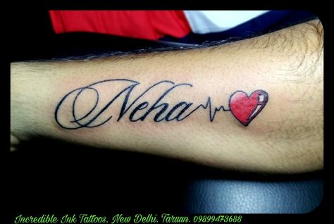 #Neha #HeartBeat #Tattoo Neha Heartbeat Name Tattoo Neha Tattoo Design, Neha Name Tattoo Design, Neha Name Tattoo, Neha Name Wallpaper, Neha Name, Heartbeat Tattoo With Name, Name Tattoos For Girls, Couple Name Tattoos, Name Tattoo On Hand