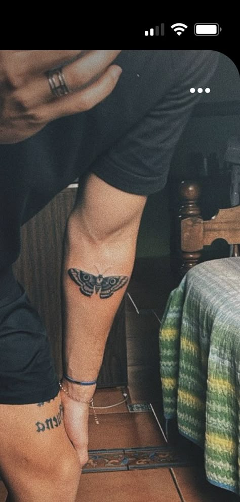 Men Moth Tattoo, Mens Tattoos Of Women, Be You Tattoo Words, Guys Covered In Tattoos, Moth Tattoo Men Arm, Men’s Moth Tattoo, Moth Tattoos Men, Butterfly Tattoo On Men, Mens Moth Tattoo