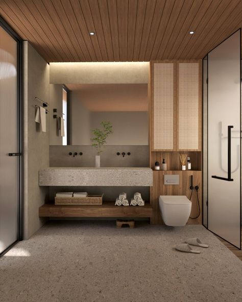 Designing a bathroom with a gray-brown theme can create a warm, neutral, and sophisticated space Designing A Bathroom, Bathroom Japandi, Theme Bathroom, Brown Theme, Japandi Style, Brown And Grey, Architects, To Start, Interior Design