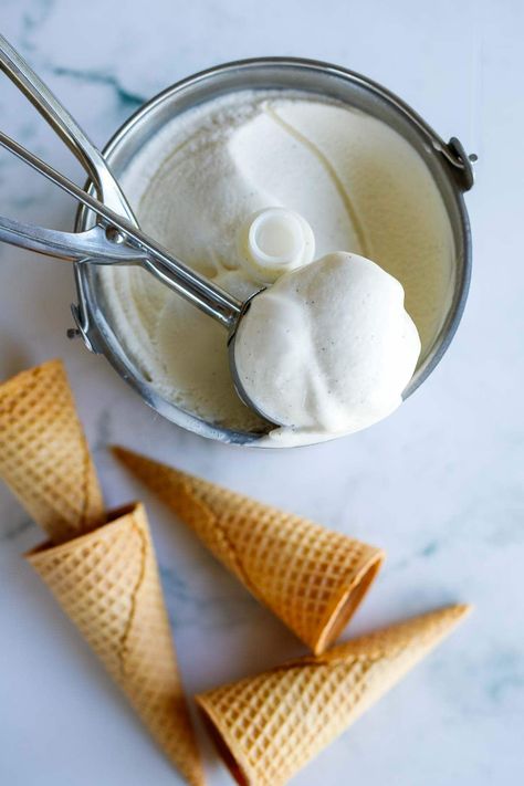 Homemade Vanilla Ice Cream - Feasting At Home Soft Serve Vanilla Ice Cream, Easy Ice Cream Recipe Homemade, Homemade Ice Cream Recipe, Best Homemade Ice Cream, Easy Homemade Ice Cream, Feasting At Home, Homemade Vanilla Ice Cream, Homemade Ice Cream Recipes, Work Meals