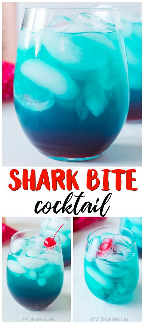 Shark Week Drinks, Curacao Drink, Blue Curacao Drinks, Disney Cocktails, Rum Drinks Recipes, Malibu Drinks, Limoncello Cocktails, Make Drinks, Easy Alcoholic Drinks