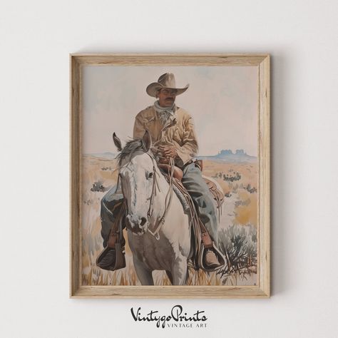 Cowboy Portait Painting | Western Wall Art | Vintage Southwest Decor | Antique Oil Painting | Moody Print | PRINTABLE Digital Download | 548 Classic Western Nursery, Antique Western Nursery, Retro Cowboy Nursery, Vintage Rodeo Nursery, Vintage Cowboy Bedroom, Neutral Cowboy Nursery, Old Western Nursery, Vintage Country Nursery, Western Boy Bedroom