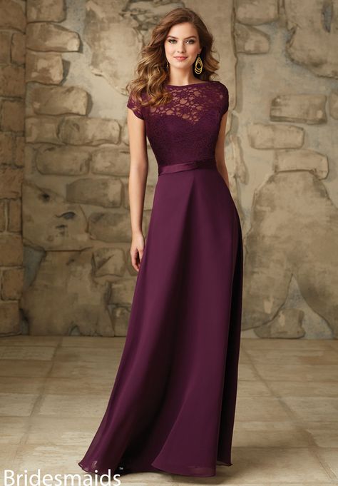 Mori Lee Bridesmaids Dress 101 - Glamorous and Gorgeous: 20 Bridesmaid Dresses with Sleeves - EverAfterGuide Bridesmaid Winter, Eggplant Bridesmaid Dresses, Raspberry Bridesmaid Dresses, Mori Lee Bridesmaid Dresses, Bridesmaid Dresses With Sleeves, Designer Bridesmaid Dresses, 파티 드레스, Lace Bridesmaids, Bridesmaid Dress Styles