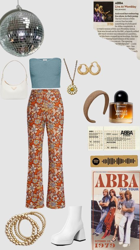 abba voyage outfit! #abba #concert #abbavoyage #voyage #70s #retro #vintage Abba Voyage Outfit Ideas, Abba Voyage Outfit, 70s Retro Outfits, Abba Outfits Ideas, Abba Aesthetic Vintage, Abba Aesthetic Outfits, Abba Concert Outfit, Abba 70s, Abba Costume