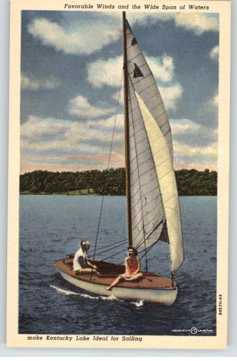 Kentucky Lake - Vintage Postcards Kentucky Lake, Vintage Sailboat, Classic Sailboat, Sailing Dinghy, Boat Sailing, Classic Yachts, Life Aquatic, Sail Boats, Sail Boat