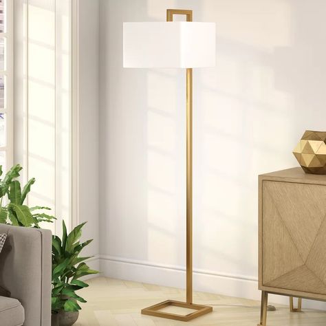 Brayden Studio Hesser 68" Arched Floor Lamp  Reviews | Wayfair.ca Rustic Floor Lamps, Mid Century Bedroom, Tall Floor Lamps, Rustic Flooring, Square Shades, Floor Lamps Living Room, Arched Floor Lamp, Reading Lamp Floor, Therapy Office