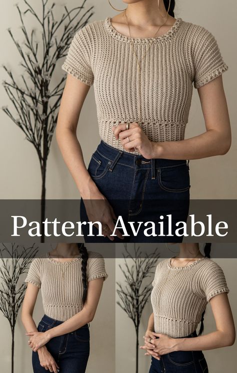 This easy to make to crochet short sleeve top is a fast and fun make that's perfect for any crocheter! Enjoy following along with our detailed pattern and free video tutorial! 😁💖 Be sure to follow on YouTube, Instagram and check out my Etsy @TCDDIY Crochet Shirt Women, Crochet T Shirt Pattern, Crochet Patterns Clothes, Diy Crochet Crop Top, Cozy Hobbies, Short Sleeve Top Pattern, Crochet Shirt Pattern, Crochet Shirts, Crochet Apparel