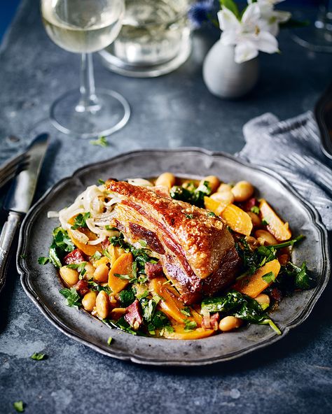 Gourmet Dinner Ideas, Chorizo Stew, Pork Belly Recipes Crispy, Pork Belly Recipes, Dinner Delicious, Crispy Pork Belly, Crispy Pork, Delicious Magazine, Bean Stew