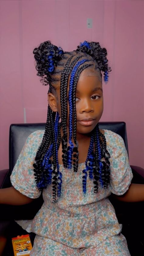 Slayby Barbie | 😍 pretttyyyyyyy #kidshairstyle#braidsforgirls#peekaboobraids#kidsbraidsstyles#ponytailbraids | Instagram Kids Hairstyles Twists, Cute Kid Hairstyles Braided, Birthday Braids For Black Hair Kids, Nine Year Old Hairstyles, Kids Box Braids With Color, Toddler Birthday Hairstyles Black, Kids Hairstyles Black Braids, Cute Hairstyles For Black Kids 9-10, Birthday Hairstyles For Black Kids