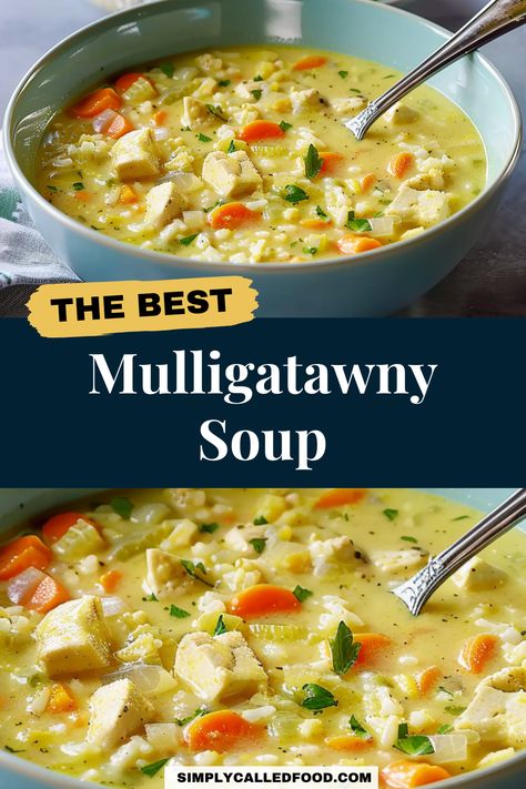 A plate of creamy mulligatawny soup recipe Instant Pot Mulligatawny Soup, Muligawtany Soup Recipe Pioneer Woman, Soups For Instant Pot, Best Broth Soup Recipes, Chicken Broth Soups, Chicken Mulligatawny Soup, Muligawtany Soup, Golumpki Soup, Award Winning Soup Recipes