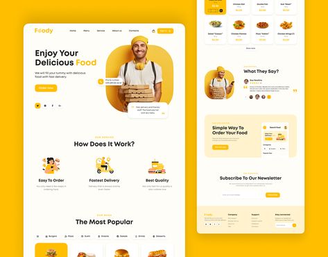 Foody — Food Delivery Landing Page :: Behance Food Website Design Inspiration, Food Delivery Website, Food Website Design, Food Web Design, Website Software, Food Delivery App, App Interface Design, Ui Design Website, Order Food Online