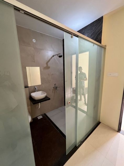 Tafan Glass Designs, Shower Partition, Shower Sliding Glass Door, Glass Sliding Door, Light Art Installation, Wooden Front Door Design, Bathroom Design Layout, Circle Mirror, Wooden Front Doors