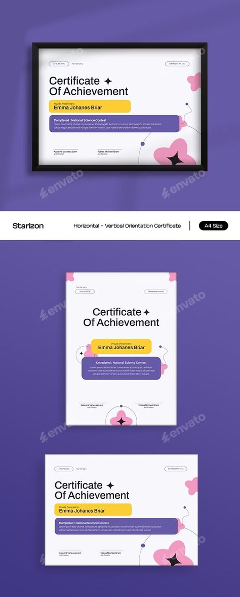 White Purple Creative Online Course Certificates, Print Templates | GraphicRiver Creative Certificate Design, Creative Certificate, Corporate Events Decoration, Certificate Of Achievement, Certificate Design, Certificate Templates, Online Course, Print Templates, Corporate Events