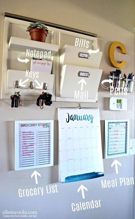 How to create a family command cente Parent Command Center, Diy Command Center, Uppfostra Barn, Organize Life, Home Command Center, Family Command Center, Interior Bathroom, Organisation Hacks, Organizing Hacks