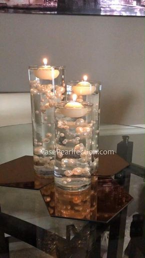 Pearl Wedding Centerpieces, Decoration Communion, Pearl Candle, Pearl Centerpiece, Floating Candle Centerpieces, Shoelace Patterns, Candle Wedding Centerpieces, Water Beads, Paracord Bracelet