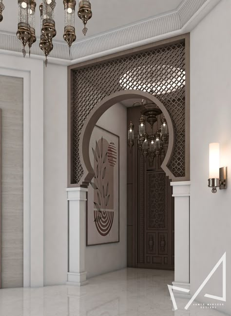 Islamic Reception Design, Islamic Office Design, Islamic Architecture House, Arabian House Design, Moroccan Style Interior Design, Mihrab Design, Modern Arabic Interior, Arabic Interior Design, Islamic Interior Design