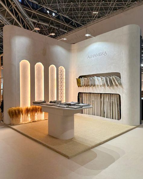 Visit us at Home Textiles Premium by Textilhogar fair in Valencia, we are on Level 3, Hall 1, Stand C72. We are looking forward welcoming you! Feria Valencia Feria HomeTextilesPremium by TextilHogar Natural coating: @ecoclay Table: cimentstudio #alhambrafabrics #hometextilespremium #hometextil #exhibition #fabrics #textiles #textiledesign #editortextil #decoracion Fashion Exhibition Design, Textile Exhibition Display, Exhibition Stand Design Ideas, Fair Stand Design, Carpet Exhibition, Fabric Exhibition, Textile Exhibition, Home Exhibition, Fair Stand