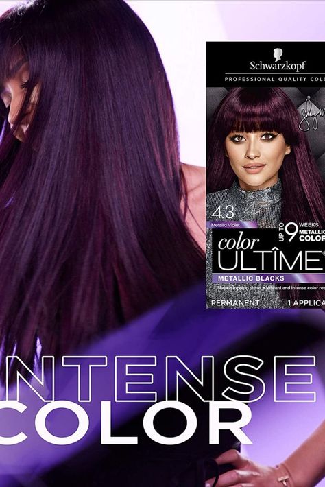 This deep purple hair color provides vivid color intensity and premium performance for noticeably brilliant color results. Eggplant Plum Hair Color, Purple Hair With Brown, Black Violet Hair Color, Dark Purple Hair With Brown, Deep Purple Hair Color, Eggplant Hair Color, Plum Black Hair, Dark Plum Hair Color, Deep Violet Hair