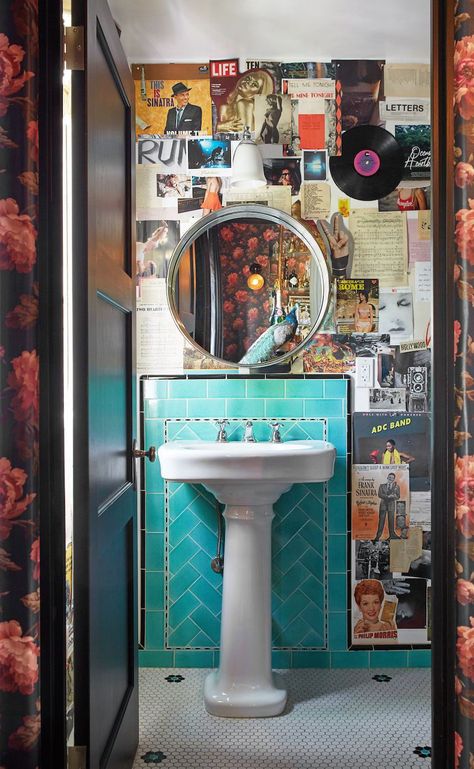 In effort to make fresh, stylish interiors a little more accessible, we're spotlighting cheap yet chic bathroom styling tips and hacks. These bathroom decorating ideas that only cost $100 or less will give you the high quality look and refresh you desire. #bathroomideas Wc Decoration, Ford Interior, Vintage Bar Stools, Chic Wallpaper, 아파트 인테리어, Chic Bathrooms, Shay Mitchell, Bathroom Wallpaper, Bathroom Styling