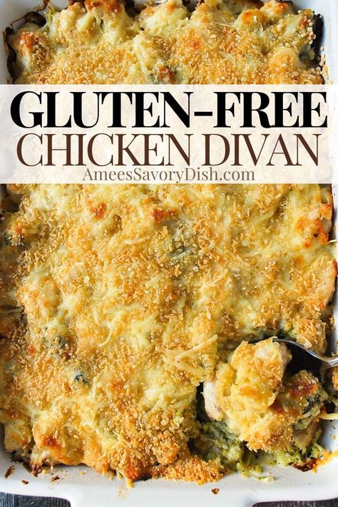 Gluten Free Chicken Casserole Recipes, Gluten Free Chicken Casserole, Gluten Free Casserole Recipes, Chicken Divan Recipe, Gluten Free Casserole, Gluten Free Turkey, Keto Chicken Casserole, Gluten Free Chicken Recipes, Chicken Divan