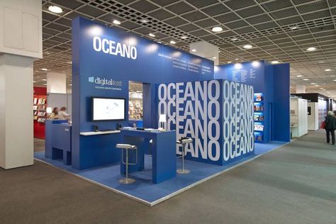 Booth Exhibition Design, Blue Booth Design, Ocean Exhibition, Shell Scheme Exhibition Stand Design, Pharma Exhibition Stall Design, Booth Design Exhibition, Tech Exhibition Booth, Store Display Design, Event Booth Design