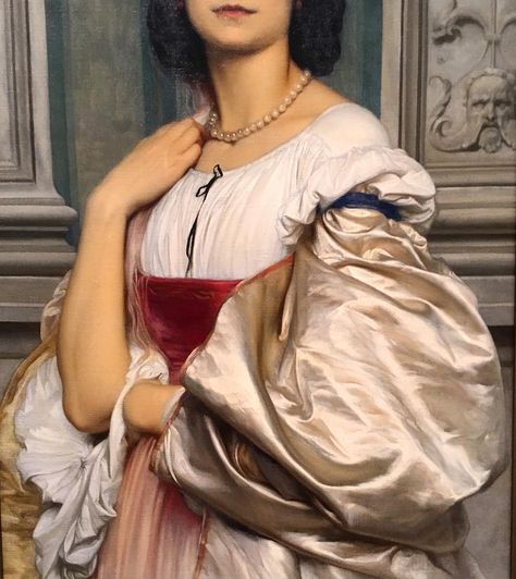 For the love of sleeves ✨ Portrait of a Roman Lady (La Nanna) by Sir Frederic Leighton, 1859. (Detail) On view at @philamuseum Henrietta Maria, 17th Century Portraits, 17th Century Fashion, Charles I, Historical Painting, Louis Xiv, Art Uk, A4 Poster, Caravaggio