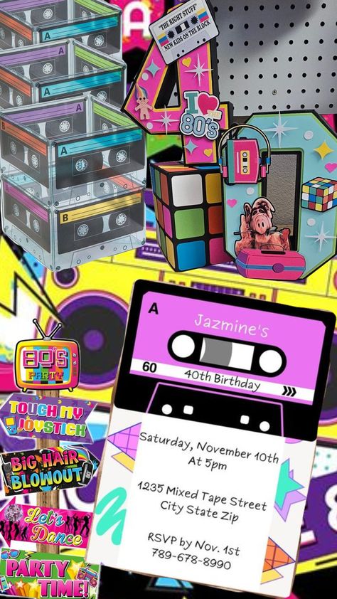 80s Party #80s #80saesthetic Sweet 16 80's Theme, 1980 Party Ideas, 80s Aesthetic Party, 80's Theme, 80s Birthday Parties, Bday Photoshoot, Aesthetic Party, 80s Theme Party, 80s Theme