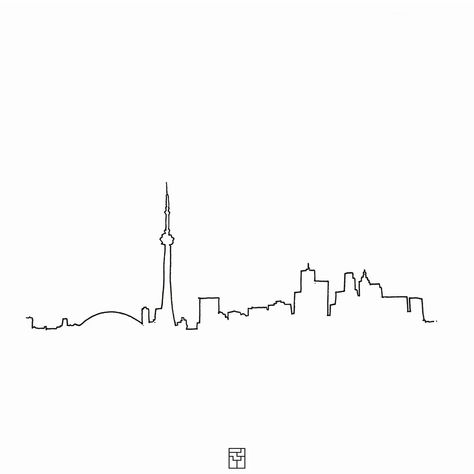 Toronto Skyline Silhouette, Toronto Skyline Drawing, Toronto Tattoo Ideas, Toronto Skyline Tattoo, Canada Tattoo Ideas, Toronto Drawing, Canada Drawing, Skyline Sketch, Toronto Tattoo