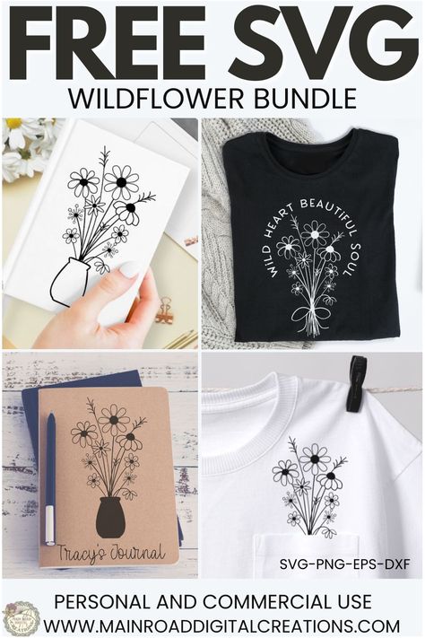 Free Wildflower SVG Bundle - Main Road Digital Creations Cricut Svg Images Free, Boho Svg Free, Garden Svg Free, Summer Cricut Projects, Free Svg Files For Cricut Shirts, Free Flower Svg, Cricut Sunflower, Shirt Svg Designs, Svg Shirt Ideas