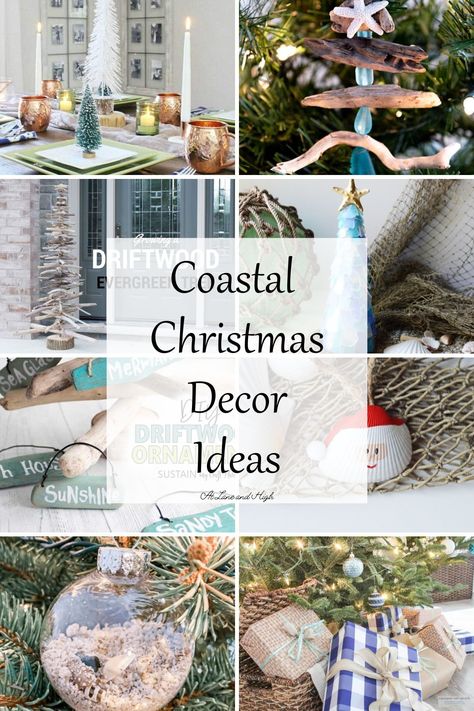 I have some of the best Coastal Christmas Decor Ideas for you today! It's the best of both coastal decor and Christmas decorating. Two of my favorite things, Christmas and the beach, all wrapped up into one. It's the best of both worlds and today I am sharing them all with you! Coastal Christmas Decorations, Beachy Christmas Tree, Coastal Diy, Beach Christmas Trees, Beach Christmas Decorations, Deco Marine, Coastal Christmas Tree, Coastal Christmas Decor, Florida Christmas