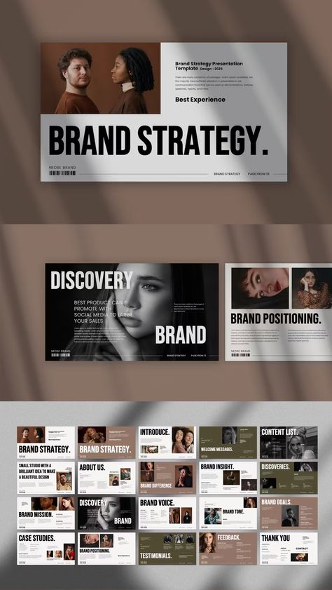 Brand Strategy Powerpoint Presentation Template - 20 unique Multipurpose Slides Branding Presentation Template, Brand Presentation Layout, Slide Design Presentation, Branding Presentation Design, Brand Presentation Design, Marketing Presentation Design, Brand Strategy Templates, Marketing Strategy Presentation, Brand Strategy Presentation