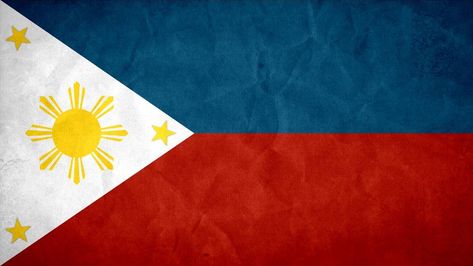 The National Flag of the Philippines displays a sun with eight rays, each representing a Philippine province. In each corner of the triangle is a star representing one of the three main island groups comprising the country. A unique feature of this flag is its usage to indicate a state of war if it is displayed with the red side on top, which is effectively achieved by flipping the flag upside-down. Flag Of The Philippines, Philippine History, Japan Flag, The Triangle, The Flag, National Flag, The Philippines, Upside Down, The National