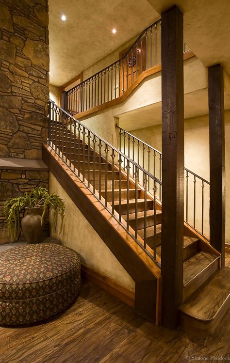 Iron Railings, Traditional Staircase, Iron Stair Railing, Iron Railing, Brick And Mortar, Updating House, Golf Resort, Stair Railing, Traditional Interior