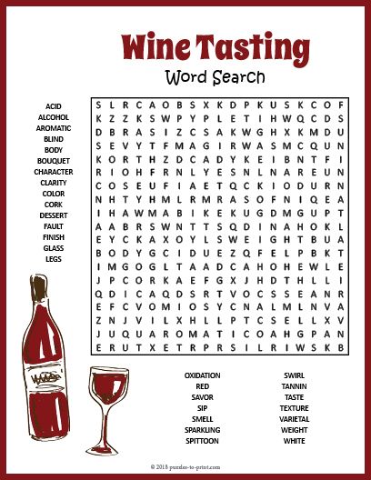 Wine Tasting Word Search - Free Printable.  Fun for a wine tasting party favor. Engagement Party Games Printables, Wine Tasting Party Favors, Engagement Party Games Activities, Wine Tasting Birthday Party, Blind Wine Tasting, Onehope Wine, Traveling Vineyard, Engagement Party Games, Wine Games